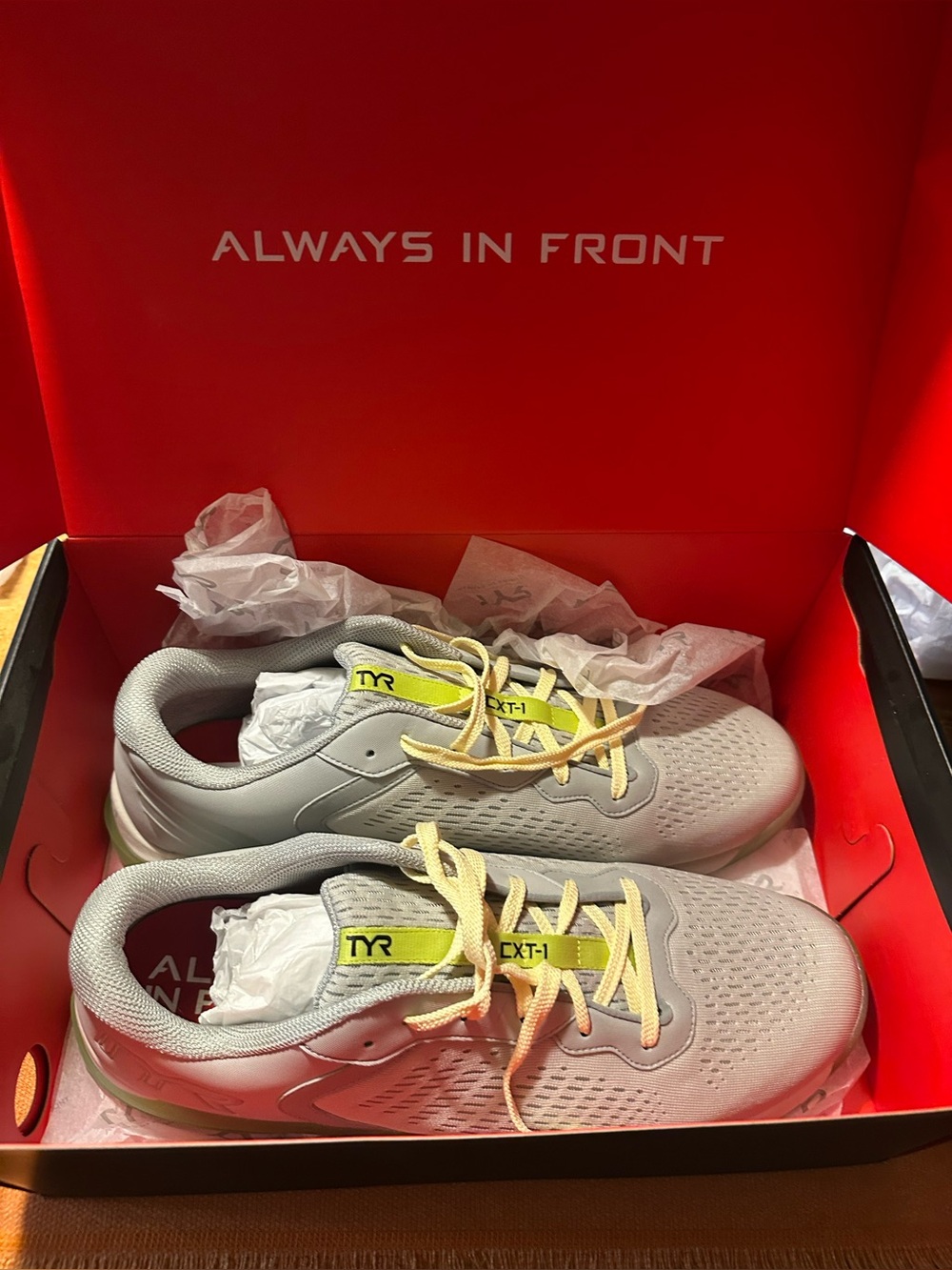 TYR Gray Performance Sneakers with Yellow Accents